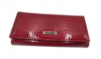 portfel damski skórzany cavaldi czerwony wzór