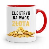 Kubek Czerwony Prezent Dla Elektryka Na Wagę Złota Z Nadrukiem Ze Zdjęciem