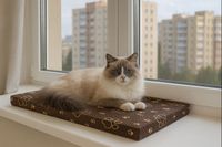 Legowisko dla kota na parapet 60x20x4cm antypoślizgowe brązowe