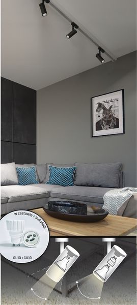 REFLEKTOR GU10 NA SZYNĘ 3FAZY BLACK-2 KĄTY ŚWIATŁA zdjęcie 9