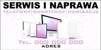 BANER REKLAMOWY OCZKOWANY 200x100 cm RÓŻNE WZORY SERWIS NAPRAWA TALEFONÓW