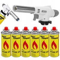 PALNIK Gazowy z CERAMIKĄ Opalarka Lutownica + 6 x Gaz KARTUSZ 400ml