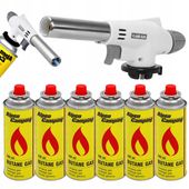 PALNIK Gazowy z CERAMIKĄ Opalarka Lutownica + 6 x Gaz KARTUSZ 400ml