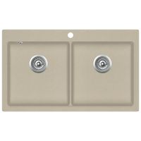 Granitowy zlewozmywak dwukomorowy, beżowy