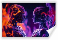 Fototapeta PREMIUM STRUKTURA ZMYWALANA neonowa tapeta dwojga zakochanych