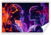 Fototapeta PREMIUM STRUKTURA ZMYWALANA neonowa tapeta dwojga zakochanych