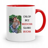 Kubek Czerwony Nosacz Janusz Chłop Bez Brzucha Z Nadrukiem Ze Zdjęciem