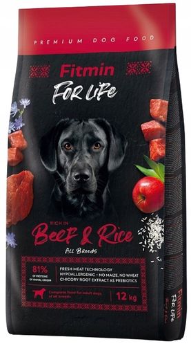FITMIN DOG FOR LIFE Beef&Rice sucha karma dla PSA WOŁOWINA RYŻ 12 kg na Arena.pl