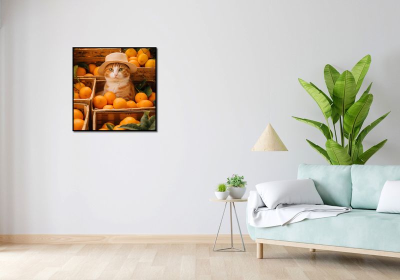 Plakat 70x70cm Kot w Pomarańczach zdjęcie 4