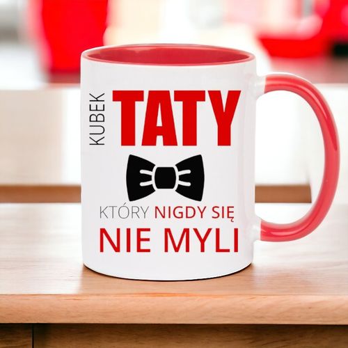Kubek z nadrukiem prezent na DZIEŃ OJCA dla TATY biało/czerwony na Arena.pl