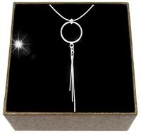 NASZYJNIK SREBRNY SILVER RING WISIOR SREBRO 925 DIAMENTOWANY 45cm