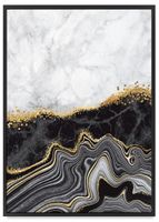 Plakat abstrakcja czarno złota 61x91 cm w czarnej ramie