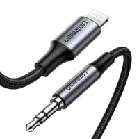 kabel przewód audio aux do iphone mfi lightning - 3.5 mmmini jack 1m szary