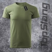 Topslang koszulka wojskowa gruba dobra jakość zielona khaki męska bawełniana t-shirt męski zielony REGULAR S