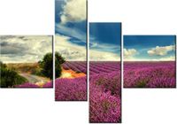130CM 90 OBRAZ 4 ELEM LAWENDOWY KRAJOBRAZ ŚCIENNY