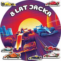 OPŁATEK NA TORT 20CM - F1 FORMUŁA 1 WYŚCIGÓWKI + IMIĘ + ! 15CM 18CM