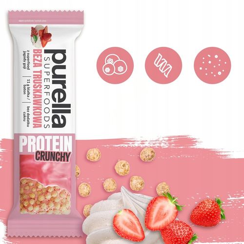 Baton proteinowy Purella Beza Truskawkowa bez dod cukru 15x45g NOWOŚĆ na Arena.pl