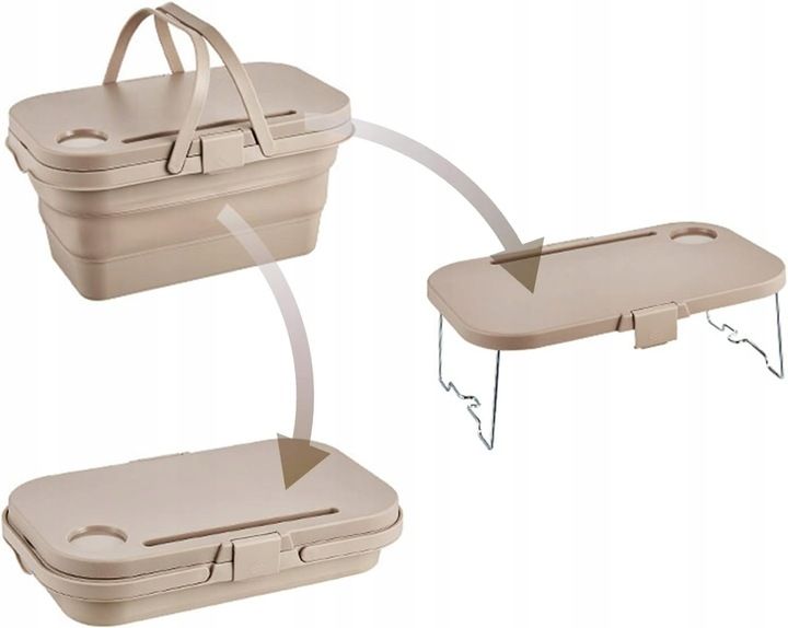 SKŁADANY KOSZ PIKNIKOWY 3W1 PIKNIK FUNKCJA STOLIKA POJEMNIK STOLIK zdjęcie 1