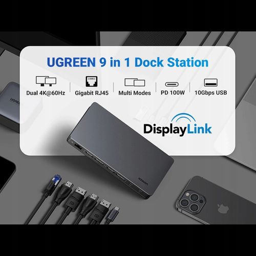 Stacja dokująca Adapter HUB UGREEN 9w1 HDMI+DP Revodok Pro na Arena.pl