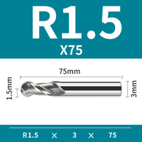 Frez kulowy, kula 2-ostrzowy VHM do aluminium Rozmiar: Ø3xR1.5x3Dx75L