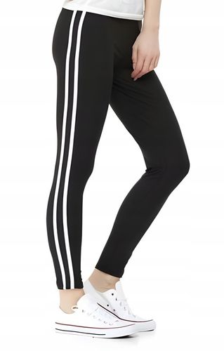 Legginsy z Lampasem Czarne Wysoki Stan Kryjące Miękkie Wygodne MORAJ na Arena.pl