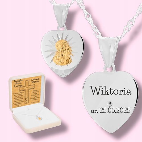 Srebrny medalik pr. 925 Matka Boska Częstochowska Grawer Prezent na Chrzest na Arena.pl
