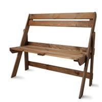 Ławka Ogrodowa Z Oparciem Drewniania Nowoczesna 105cm Sosna Orzech