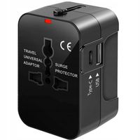 Przejście AC uniwersalne Wszystkie Kraje + gniazdo USB + Type-C