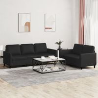 2-osobowa sofa z poduszkami, czarna, sztuczna skóra