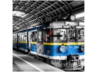 40X40CM ZEGAR POCIĄG OBRAZ DRUK