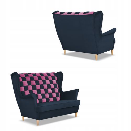 Zestaw uszak CAROL DUO sofa fotele Family Meble granatowo - różowy na Arena.pl