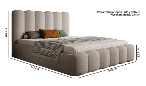 Nowoczesne łóżko tapicerowane 200x200 + pojemnik na pościel MONA V na Arena.pl