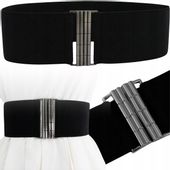 Pasek Damski Elastyczny Czarny Szeroki Do Sukienki Guma Talię Prosty