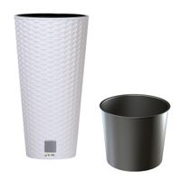 Doniczka okrągła wysoka rattan 20x20x38,1 cm biały