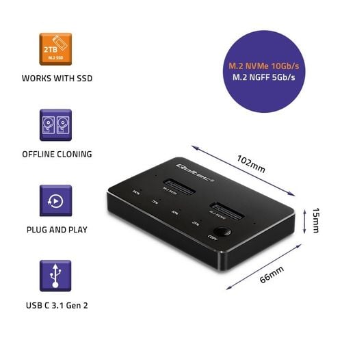 Stacja Qoltec Stacja dokująca SSD M.2 NVMe USB-C 2x 2TB na Arena.pl