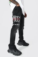 BOOHOO SPODNIE MĘSKIE Z PRZETARCIAMI I HAFT 32 DCC