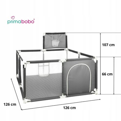 PRIMABOBO Kojec dla dziecka z koszem Duży suchy basen 126x126cm składany na Arena.pl