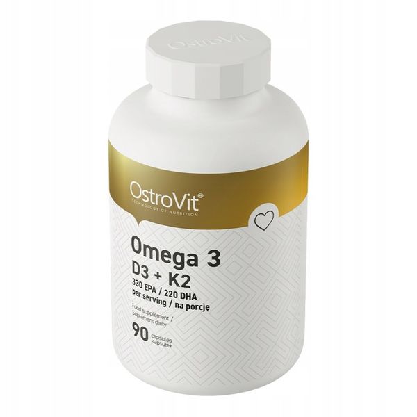 OstroVit Omega 3 D3+K2 90 caps KWASY TŁUSZCZOWE zdjęcie 3
