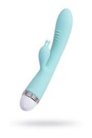 vibrator with clitoral stimulator flovetta by toyfa iris, silicone, mint,
