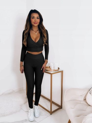 Komplet BLUZKA TOP LEGGINSY dopasowane Z WYSOKIM STANEM elastyczne L/XL na Arena.pl