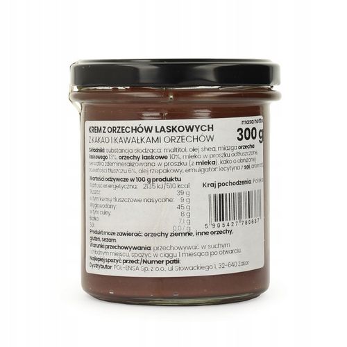 Krem Czekoladowy 300 g Krem z Orzechów Laskowych z Kakao Crunch na Arena.pl