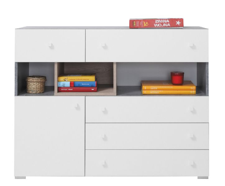 Komoda młodzieżowa z szufladami PLUTO biała zdjęcie 1