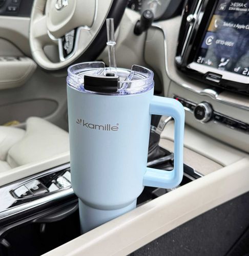 stalowy kubek termiczny termos 1200ml z rączką i słomką km-2174 na Arena.pl