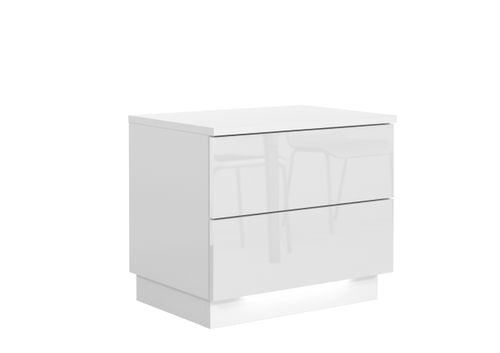 STOLIK NOCNY 2 SZUFLADY BIAŁY POŁYSK + LED na Arena.pl
