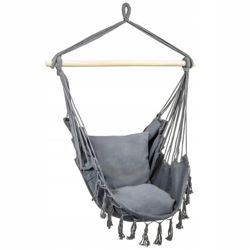 KRZESŁO BRAZYLIJSKIE FOTEL WISZĄCY HAMAK HUŚTAWKA NA BALKON BOHO +PODUSZKI na Arena.pl