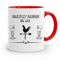 Kubek Czerwony Dla Barmana Najlepszy We Wsi Z Nadrukiem Ze Zdjęciem