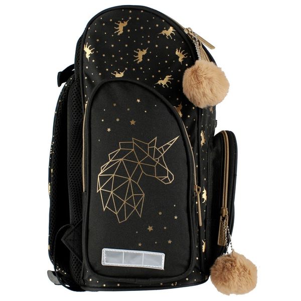 TORNISTER PLECAK SZKOLNY CZARNY ZŁOTY JEDNOROŻEC PIÓRNIK TUBA BIDON 5EL zdjęcie 14