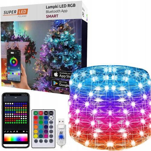 Lampki choinkowe LED RGB USB Bluetooth Smart 20m SuperLED Aplikacja Pilot na Arena.pl