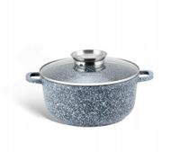 GARNEK MARMUROWY 28cm 6,7L z POKRYWĄ AROMA KNOB na INDUKCJE GAZ + ŁAPKI 2x