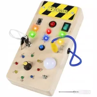 ZABAWA EDUKACYJNA DREWNIANA TABLICA  ZE ŚWIATEŁKAMI